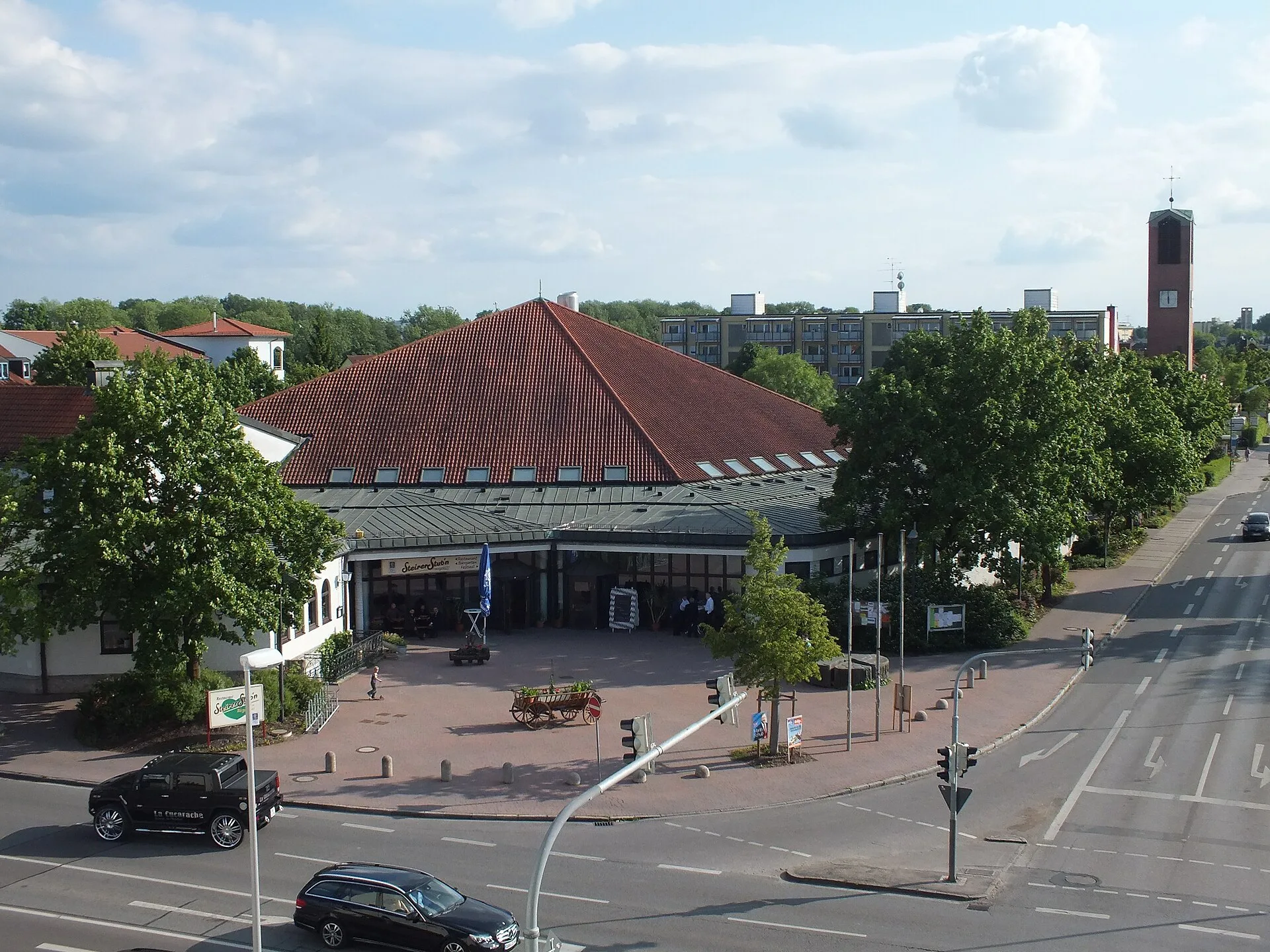 Karlsfeld - community centre "Bürgerhaus Karlsfeld", built in 1980, located at corner Münchner Straße / Allacher Straße.